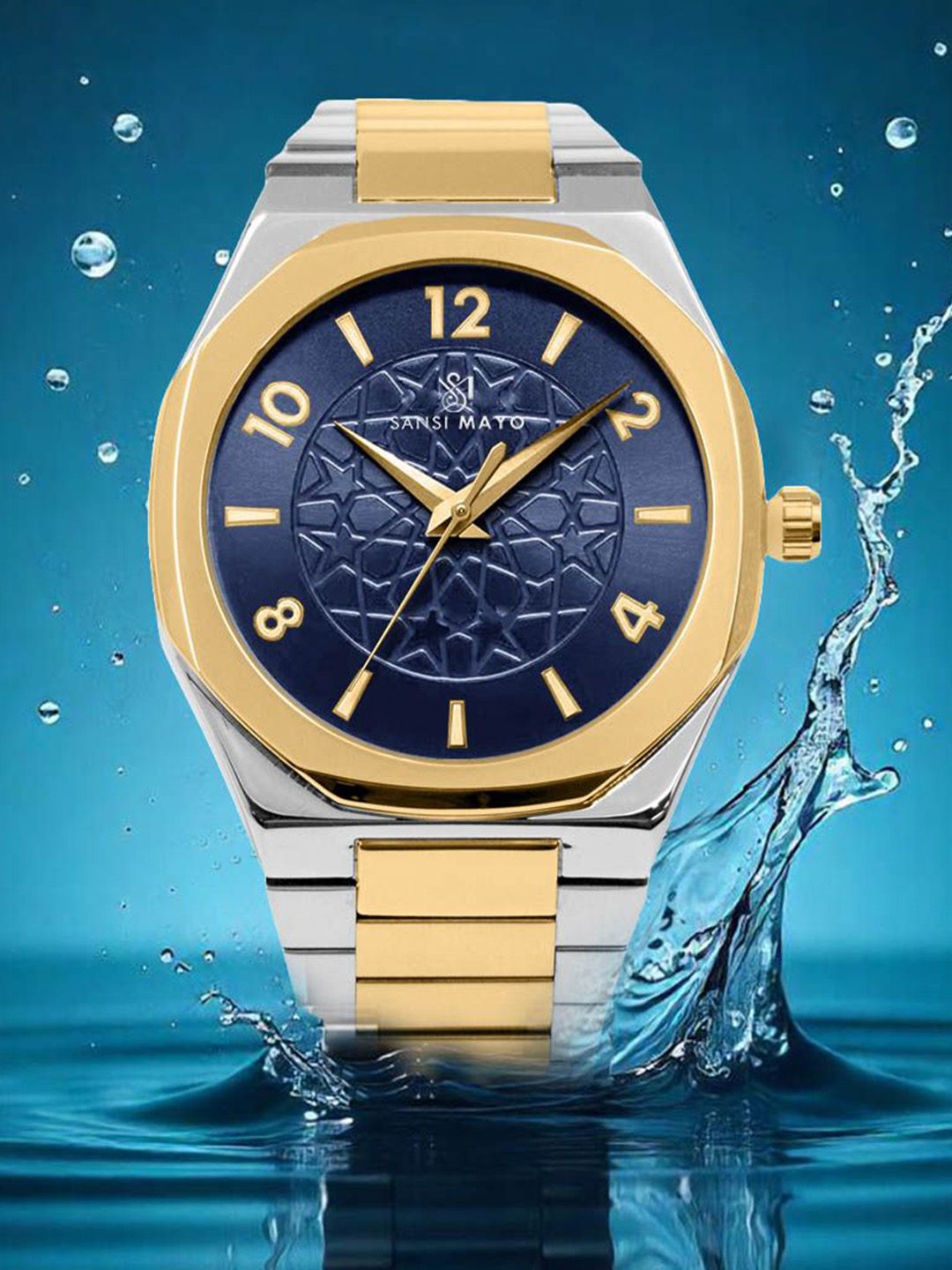 SANSIMAYO Unisex Dial & Stainless Steel Bracelet Style Straps Analogue Watch SM-M-43-TTSG-SG-BL-picture-27