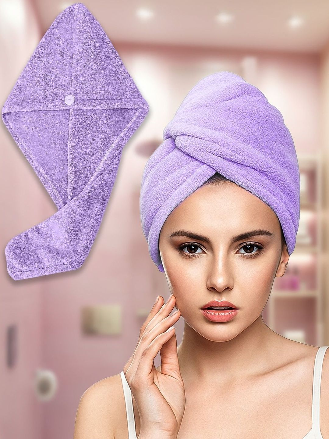 GRISHVA Women 500 GSM Purple Hair Bath Towel-image-14