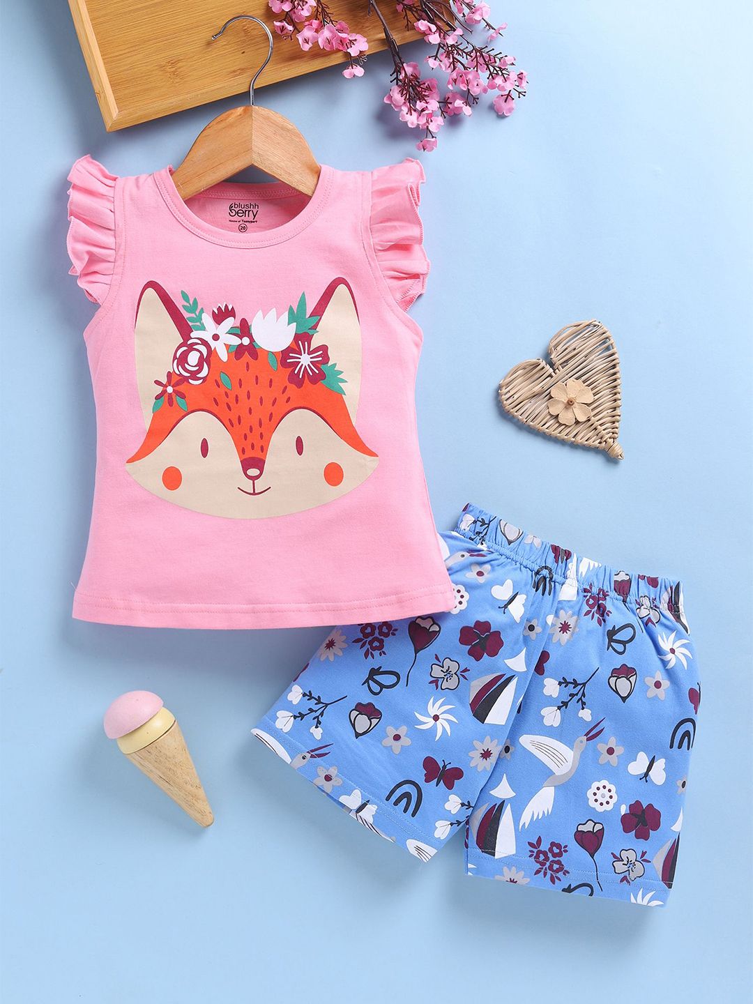 Toonyport Girls Printed Pure Cotton Top with Shorts-picture-37