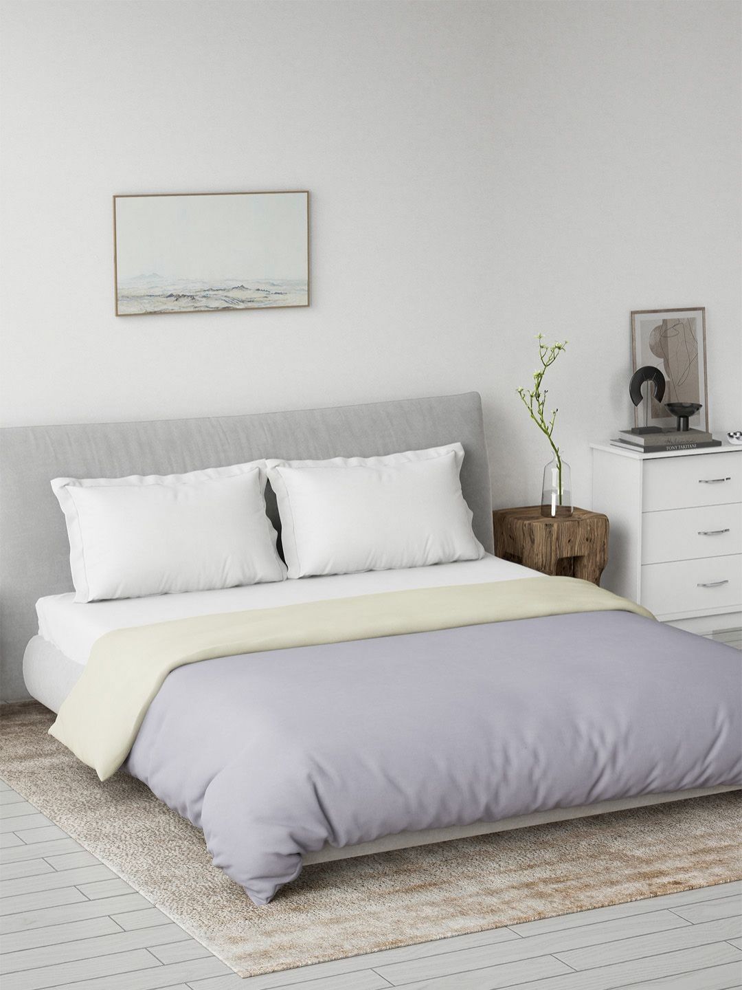 DDecor Purple & Grey Pure Cotton AC Room Double Bed Quilt-image-15