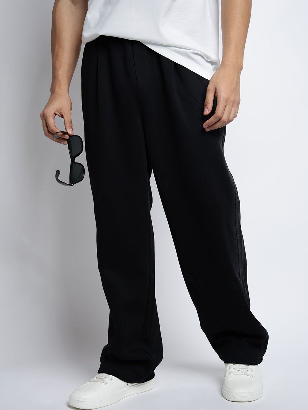 SHOWOFF Men Black Straight Fit Cotton Regular Trousers-picture-31