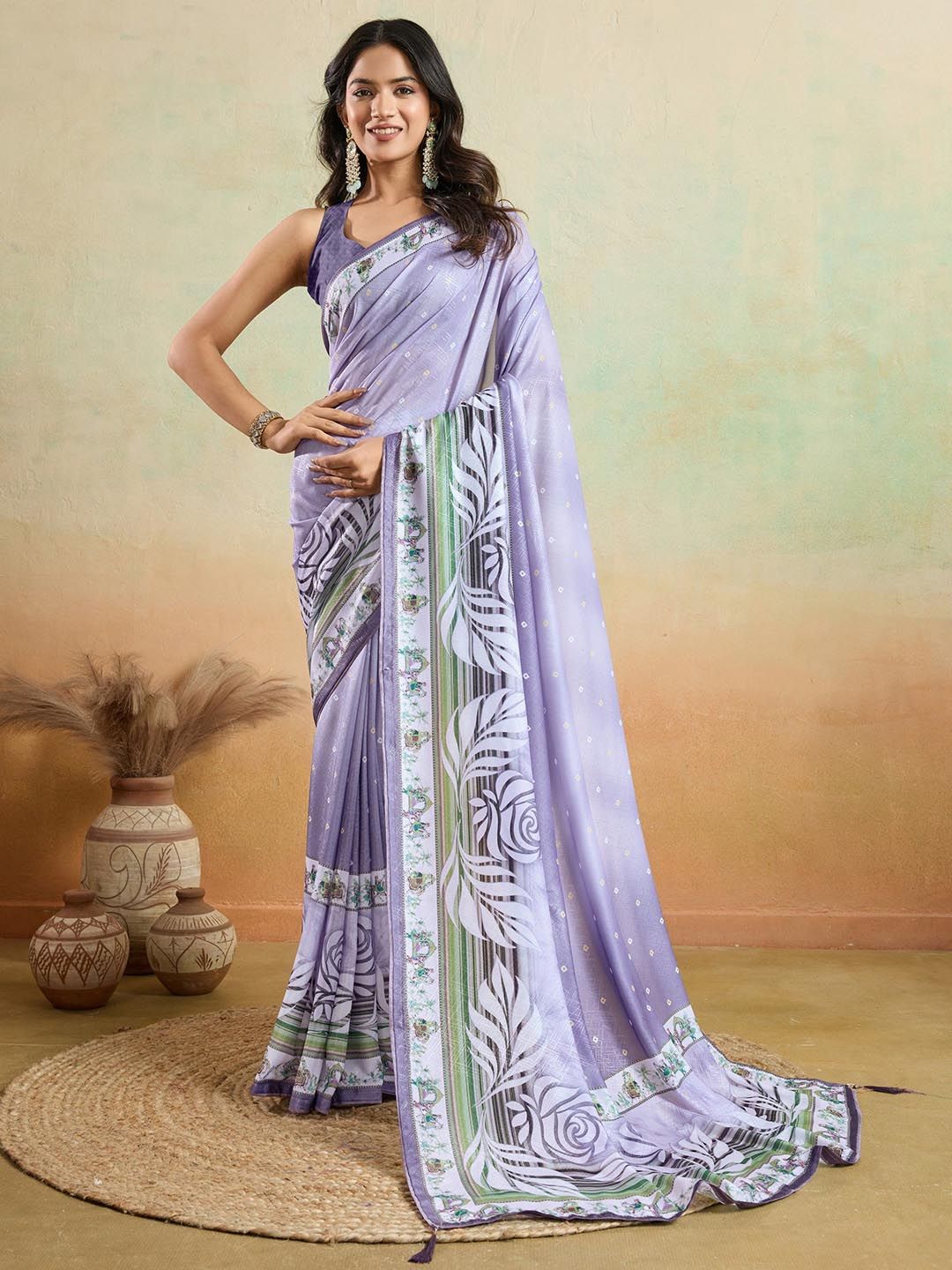 Mitera Bandhani Printed Saree With Blouse Piece-picture-36