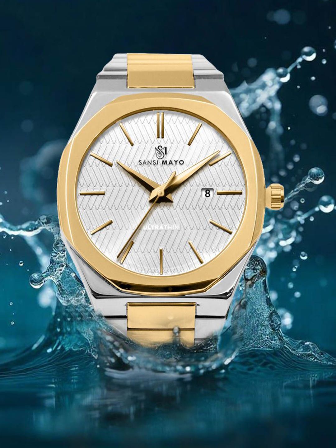 SANSIMAYO Unisex Dial & Stainless Steel Bracelet Style Straps Analogue Watch SM-M-162-TTSG-SG-W-picture-25