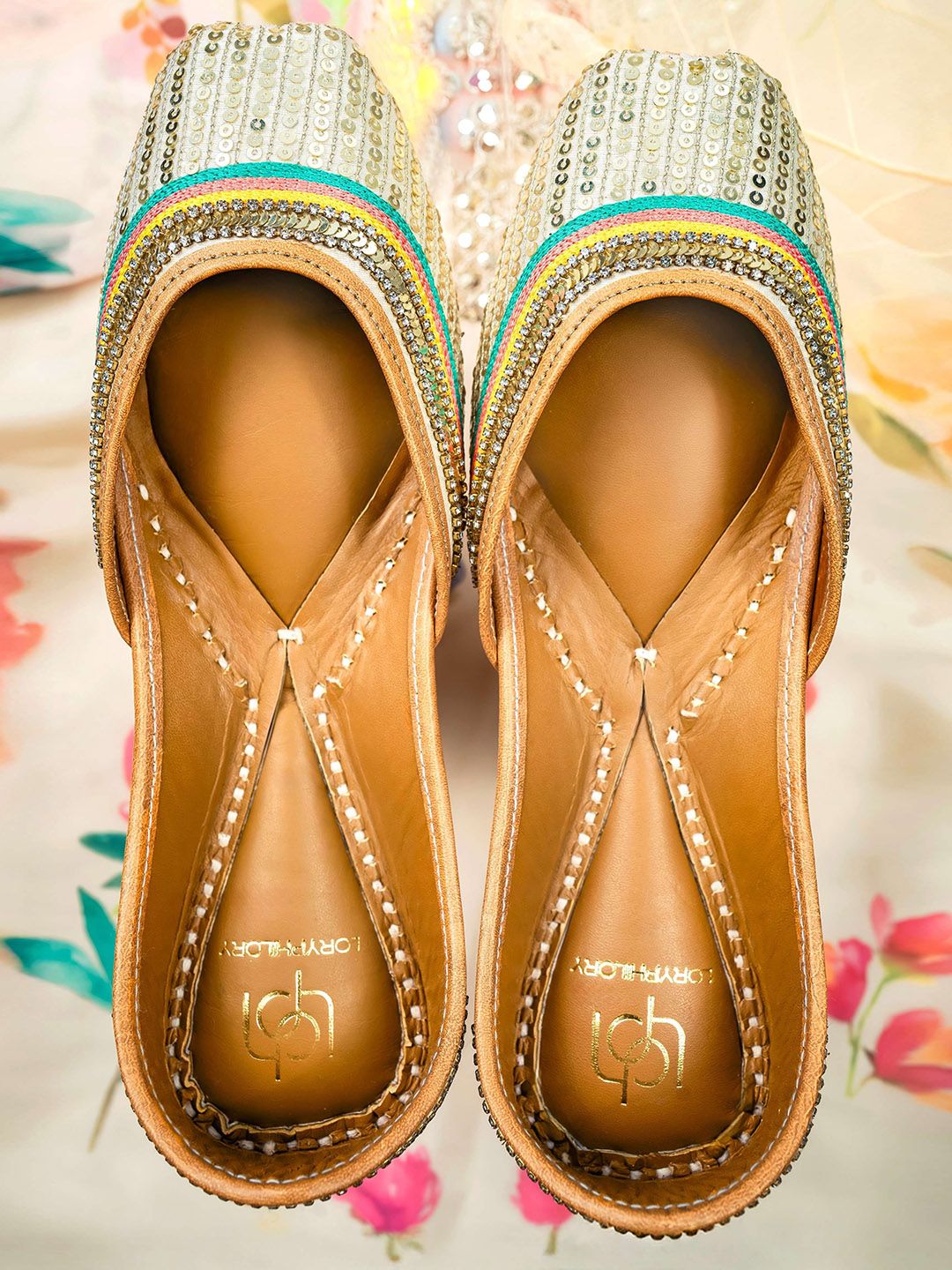 LORYPHILORY Embellished Ethnic Leather Mojaris Flats-picture-30