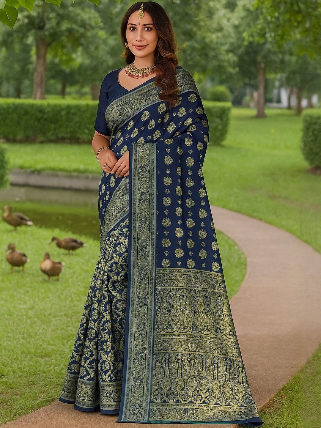 Moda Rapido Teal Silk Cotton Woven Design Sarees-picture-20