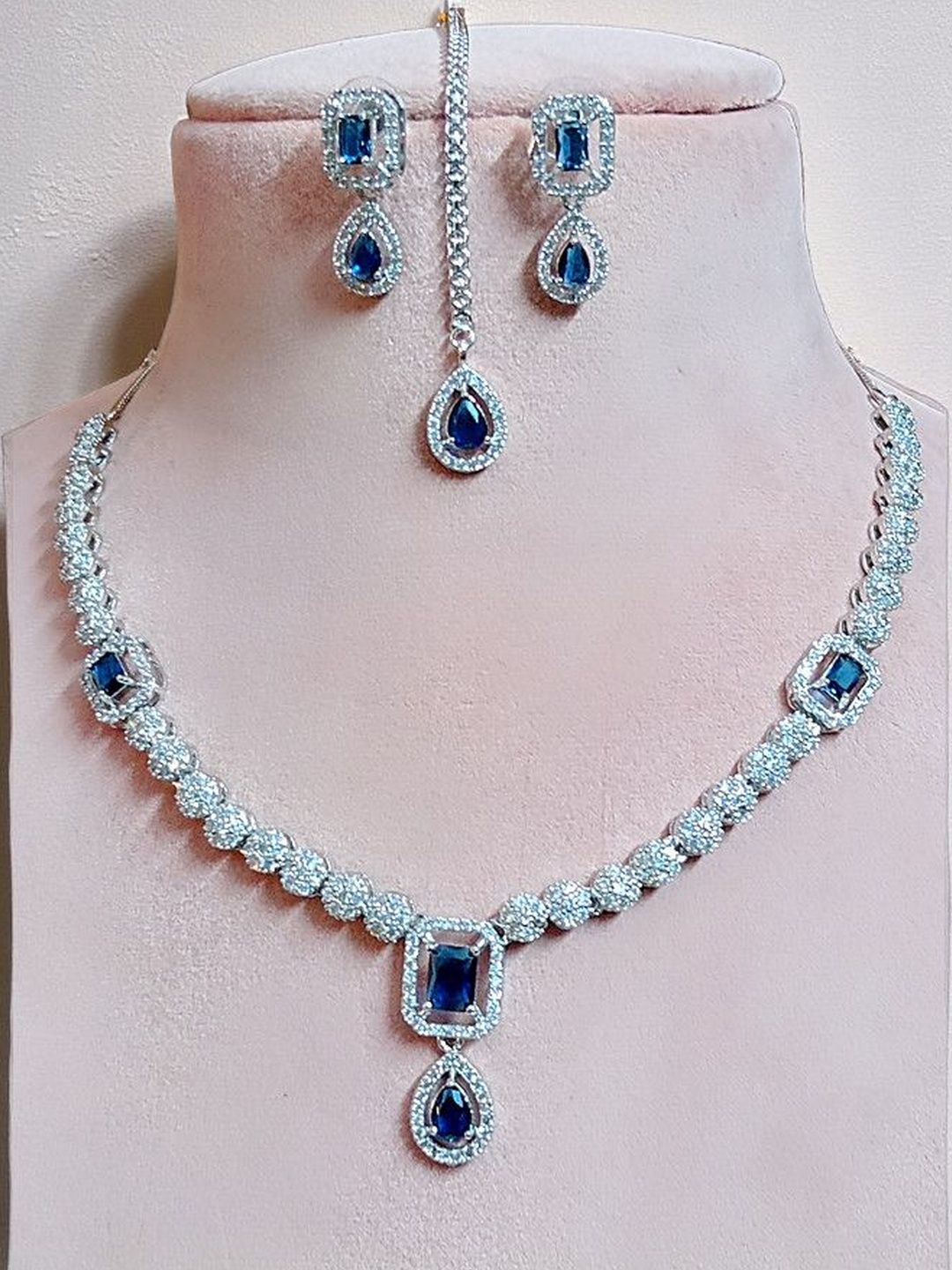 BlingNation Women Blue Brass Jewellery Set-picture-19