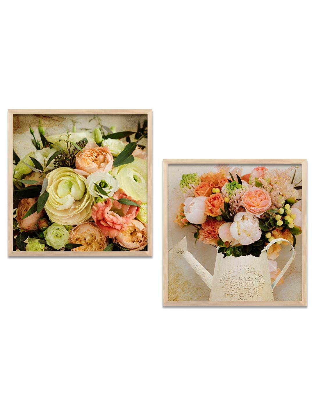 Kotart White & Pink 2 Pieces Floral Wooden Square Wall Arts-picture-22