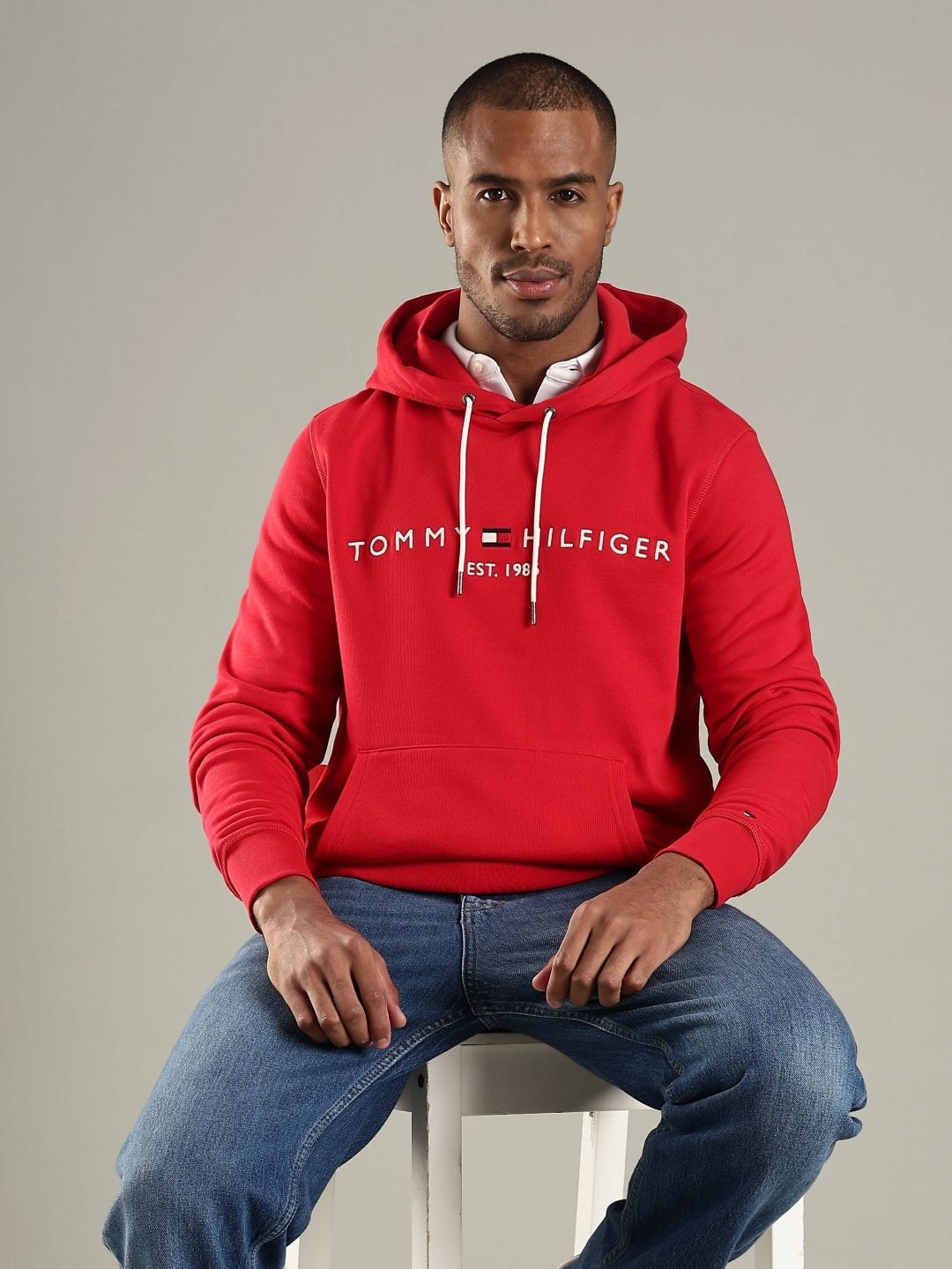 Tommy Hilfiger Men Logo Embroidered Regular Fit Hooded Cotton Pullover Sweatshirt-picture-44