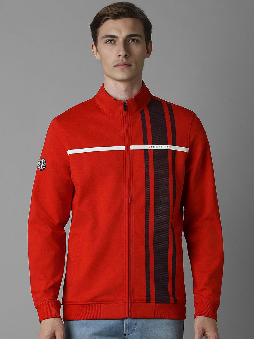 Louis Philippe Sport Men Striped Pure Cotton Bomber Jacket-picture-27