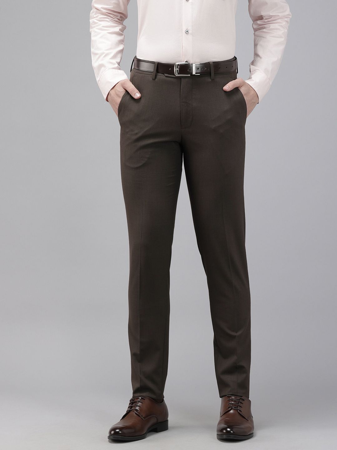 Van Heusen Men Ultra Slim Fit Self Design Textured Formal Trousers-picture-17