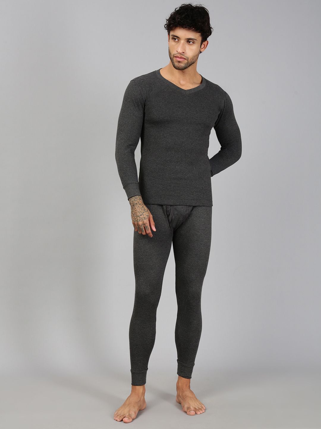 Lux Cozi Men Ripped V-Neck Long Sleeves Thermal Set