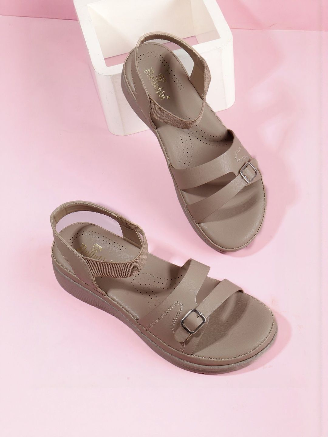 Dollphin Women Beige Solid Open Toe Casual Flats with Buckles-picture-20