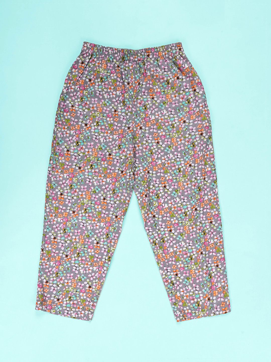 KiddoPanti Girls Floral Printed Mid-Rise Pure Cotton Lounge Pants-image-49