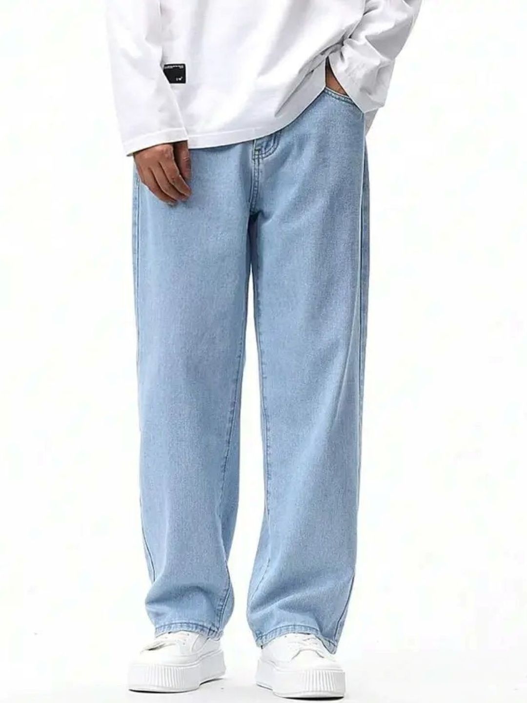 SZN Men Sky Blue Jeans Baggy Fit Denim Stretchable Jeans-image-10