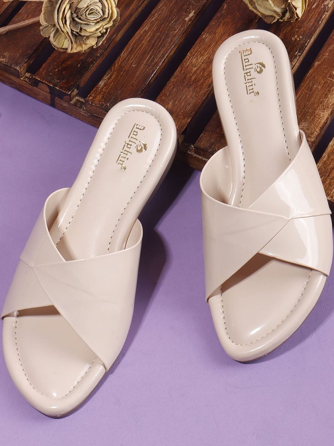 Dollphin Women Beige Leather Open Toe Casual Flats with Buckles-picture-19