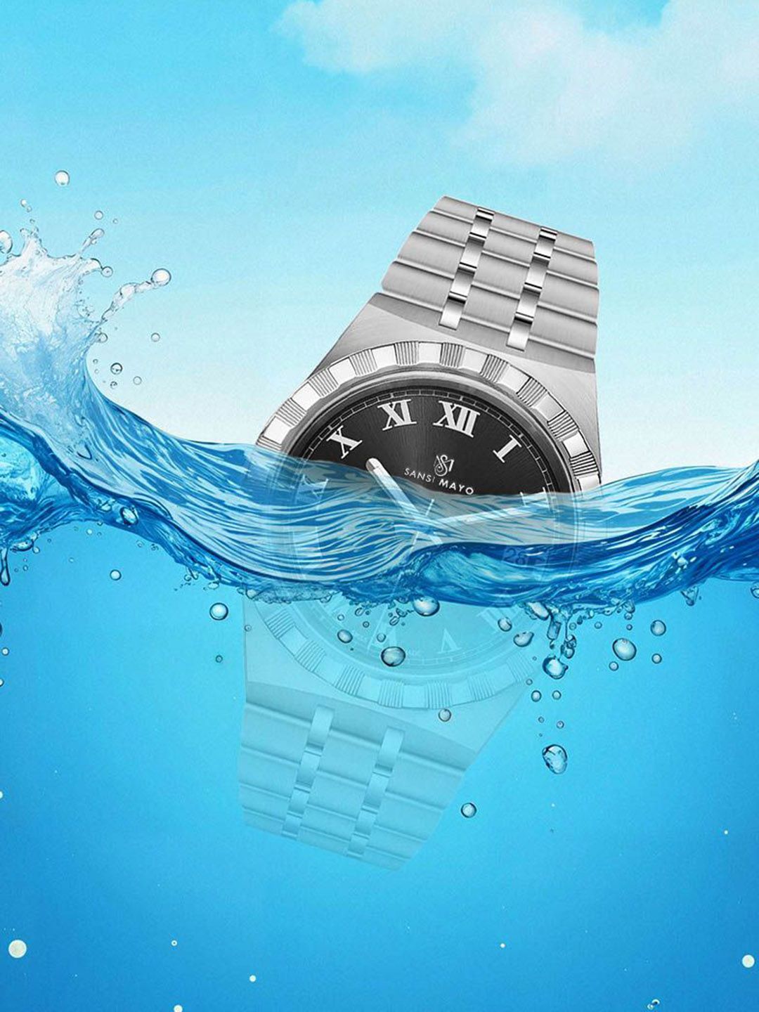 SANSIMAYO Unisex Dial & Stainless Steel Bracelet Style Straps Analogue Watch SM-M-200-S-S-B-picture-16