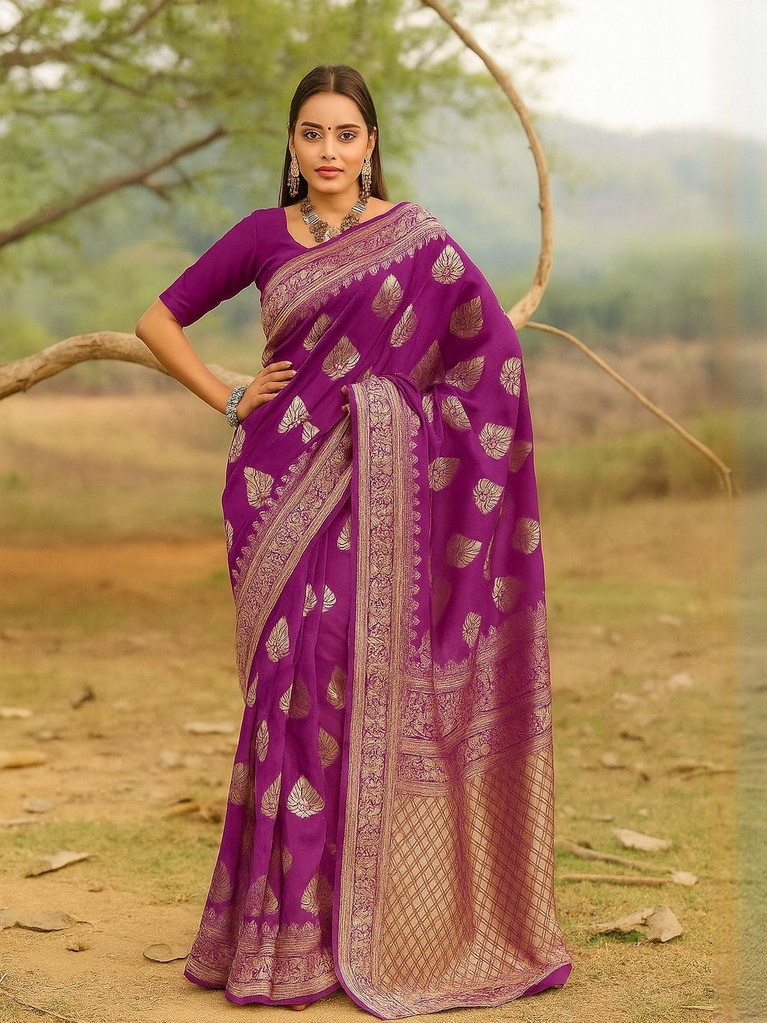 Moda Rapido Purple Silk Cotton Woven Design Sarees-picture-14