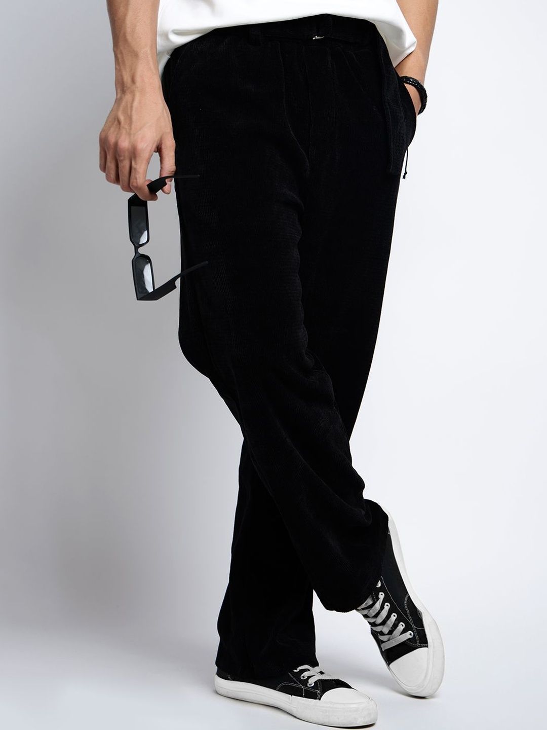 SHOWOFF Men Black Straight Fit Cotton Regular Trousers-picture-27