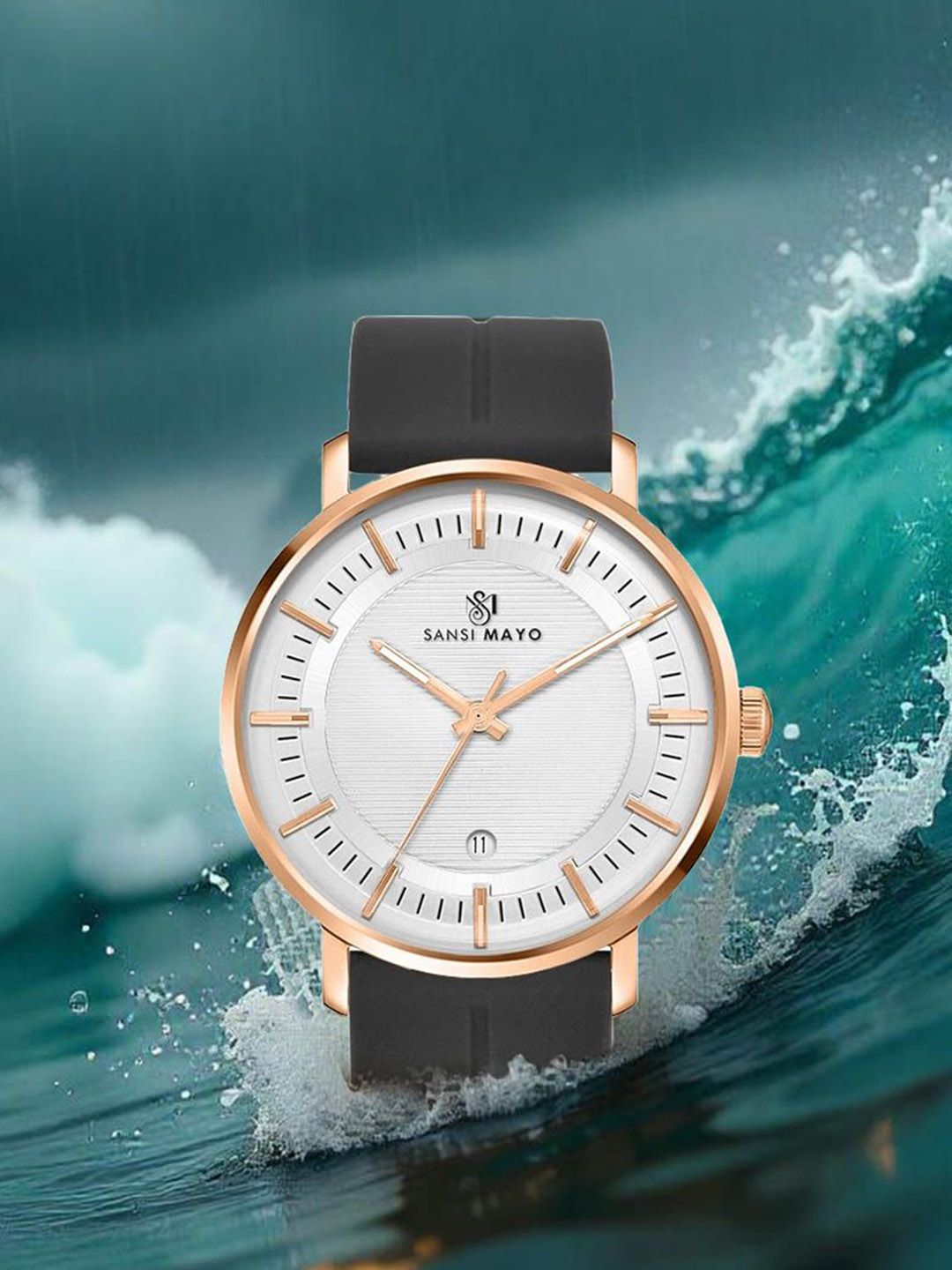 SANSIMAYO Men Dial & Bracelet Style Straps Analogue Watch SM-M-171-B-RG-W-picture-26