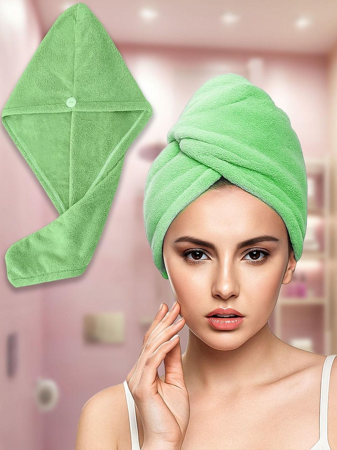 GRISHVA Women 500 GSM Quick Drying Microfiber Hair Towel Wrap-image-38