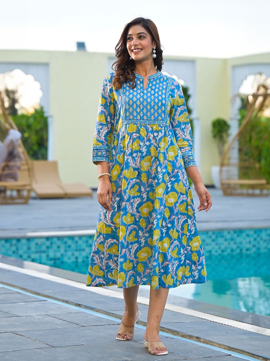 RUSTICWEAVE Women Floral Print A-Line Midi Dress-picture-21