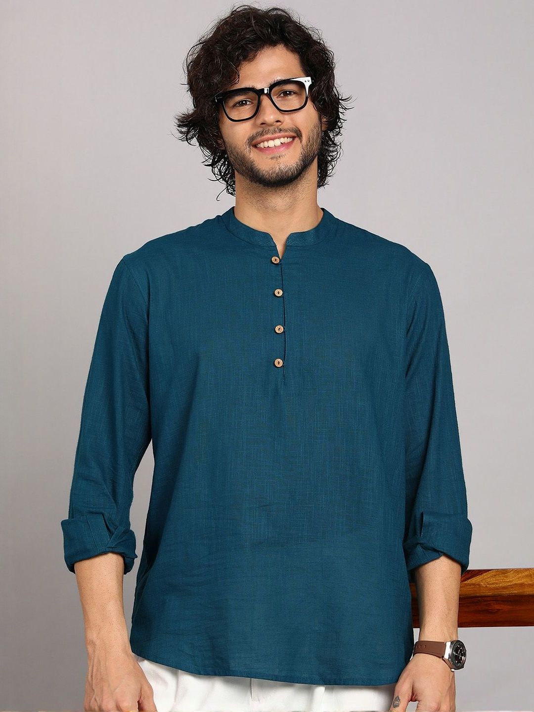 HERE&NOW Men Solid Straight Kurtas-picture-24
