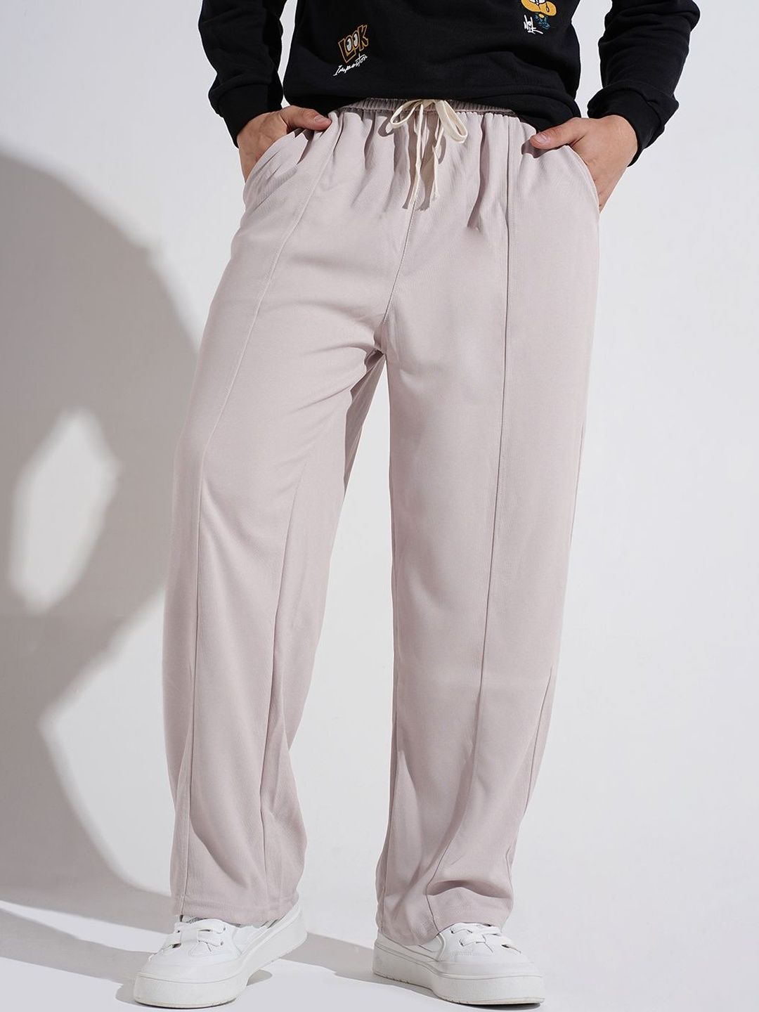 SHOWOFF Men Beige Straight Fit Cotton Regular Trousers-picture-37