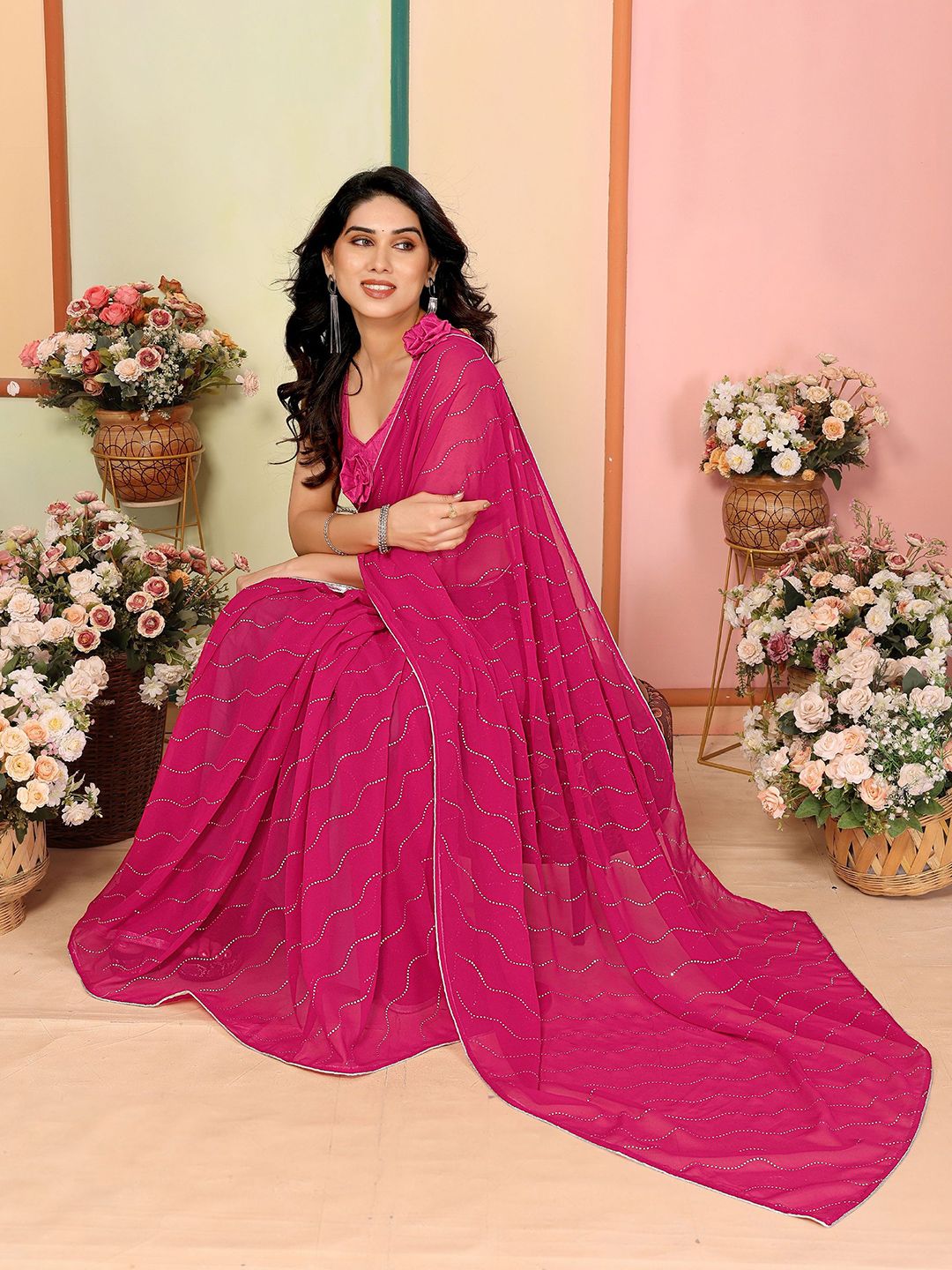 Mitera Embellished Mukaish Poly Georgette Saree-picture-14