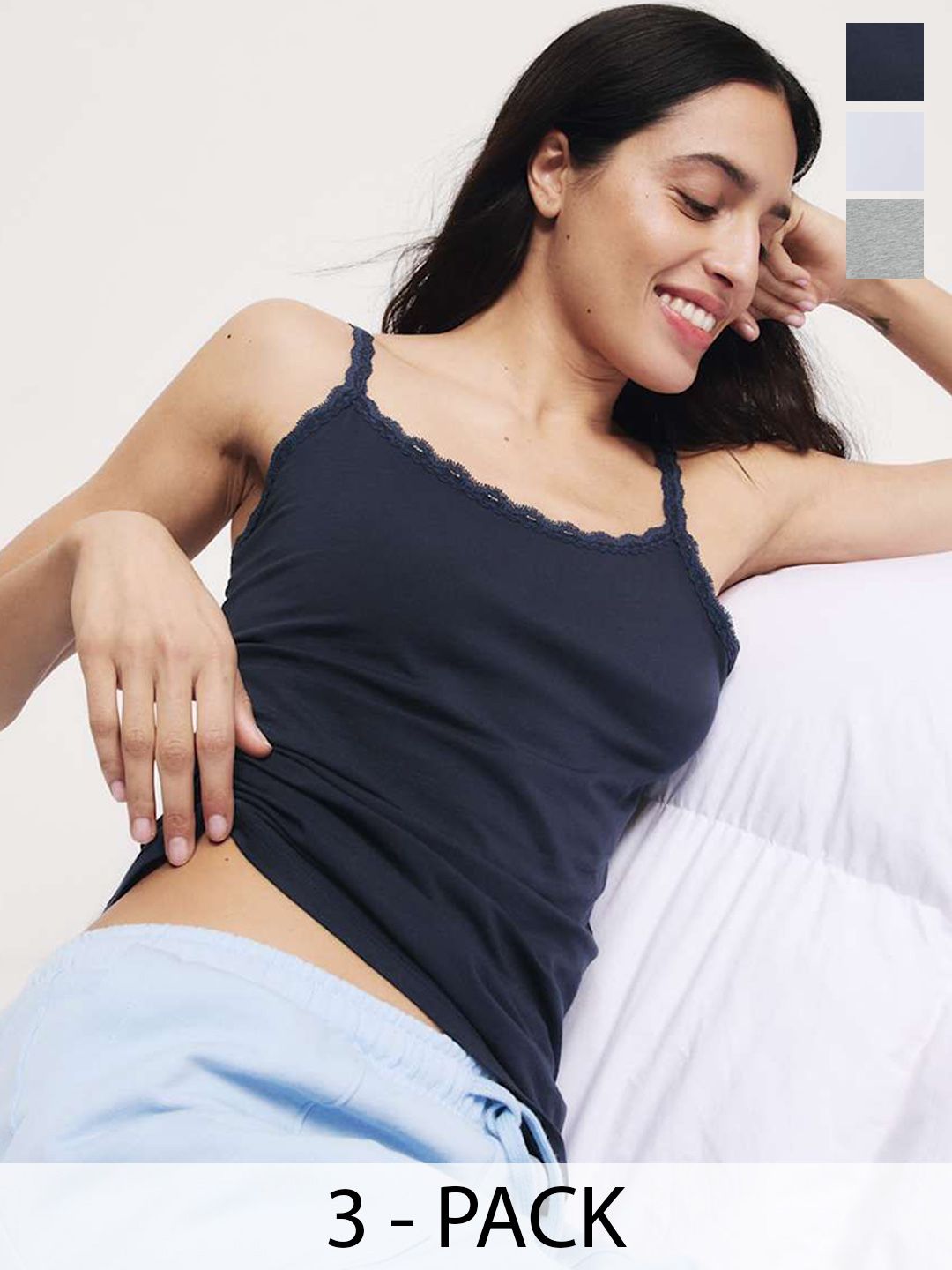 Marks & Spencer Pack Of 3 Shoulder Strap Cotton Camisoles