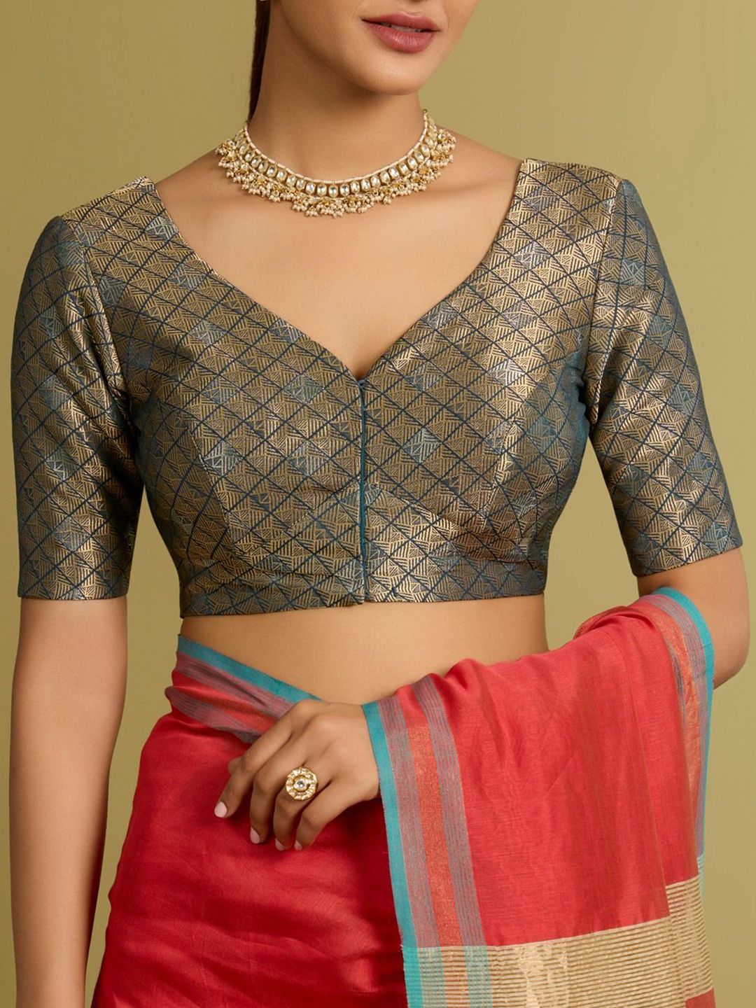 Taneira Blue Woven Viscose Blouse-picture-4