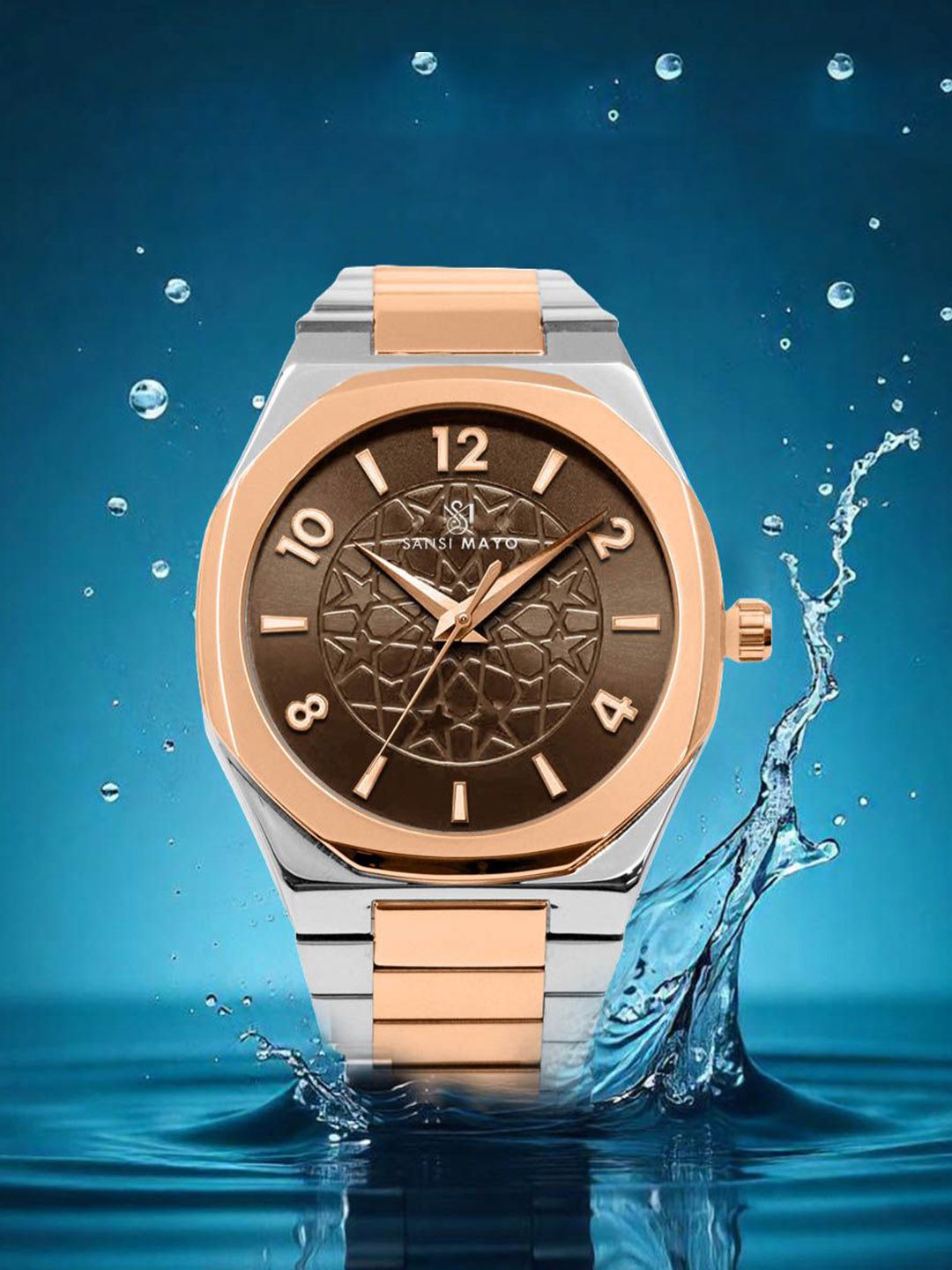 SANSIMAYO Unisex Dial & Stainless Steel Bracelet Style Straps Analogue Watch SM-M-39-TTSRG-SRG-C-picture-28