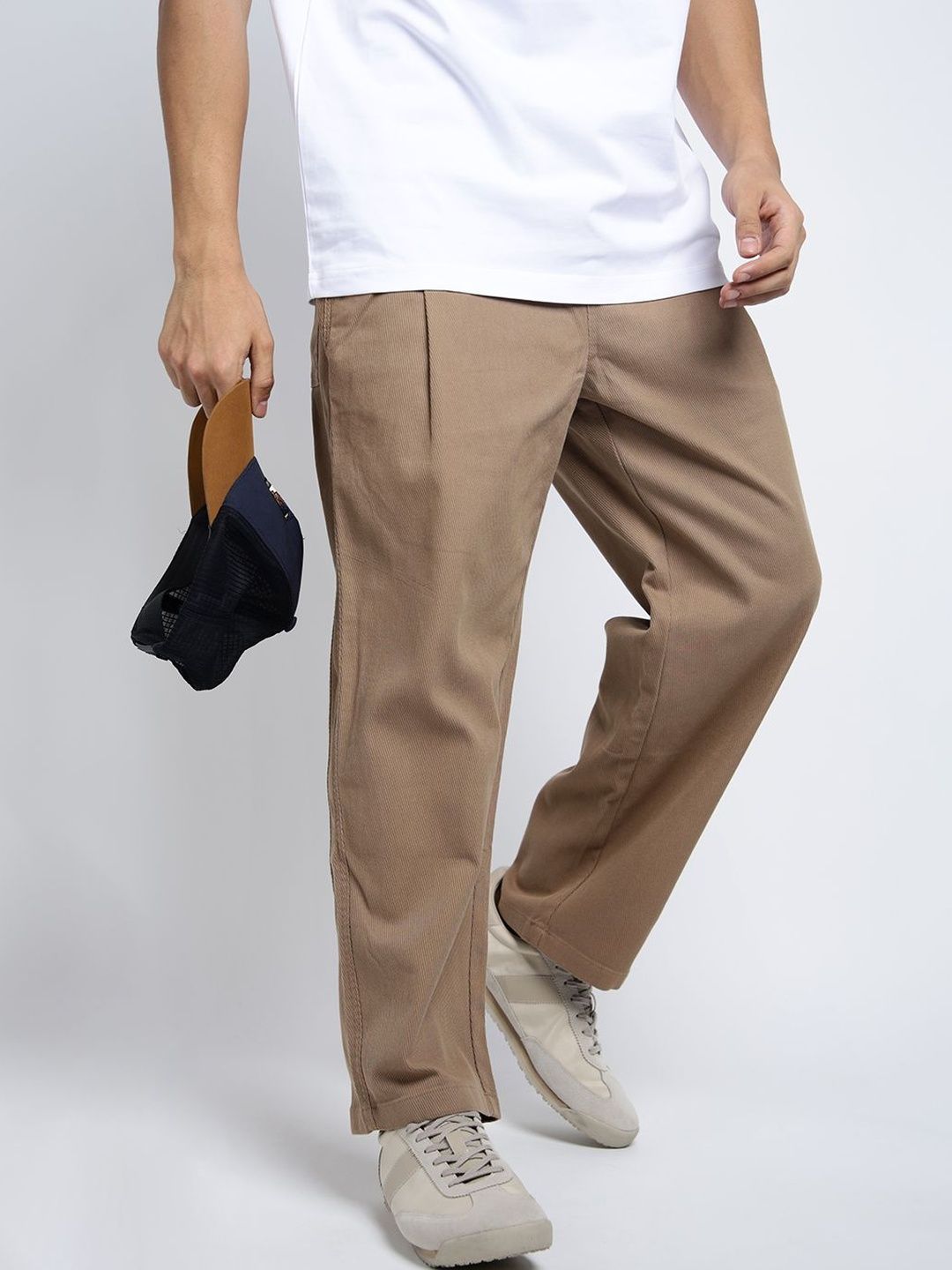 SHOWOFF Men Beige Relaxed Fit Cotton Regular Trousers-picture-21