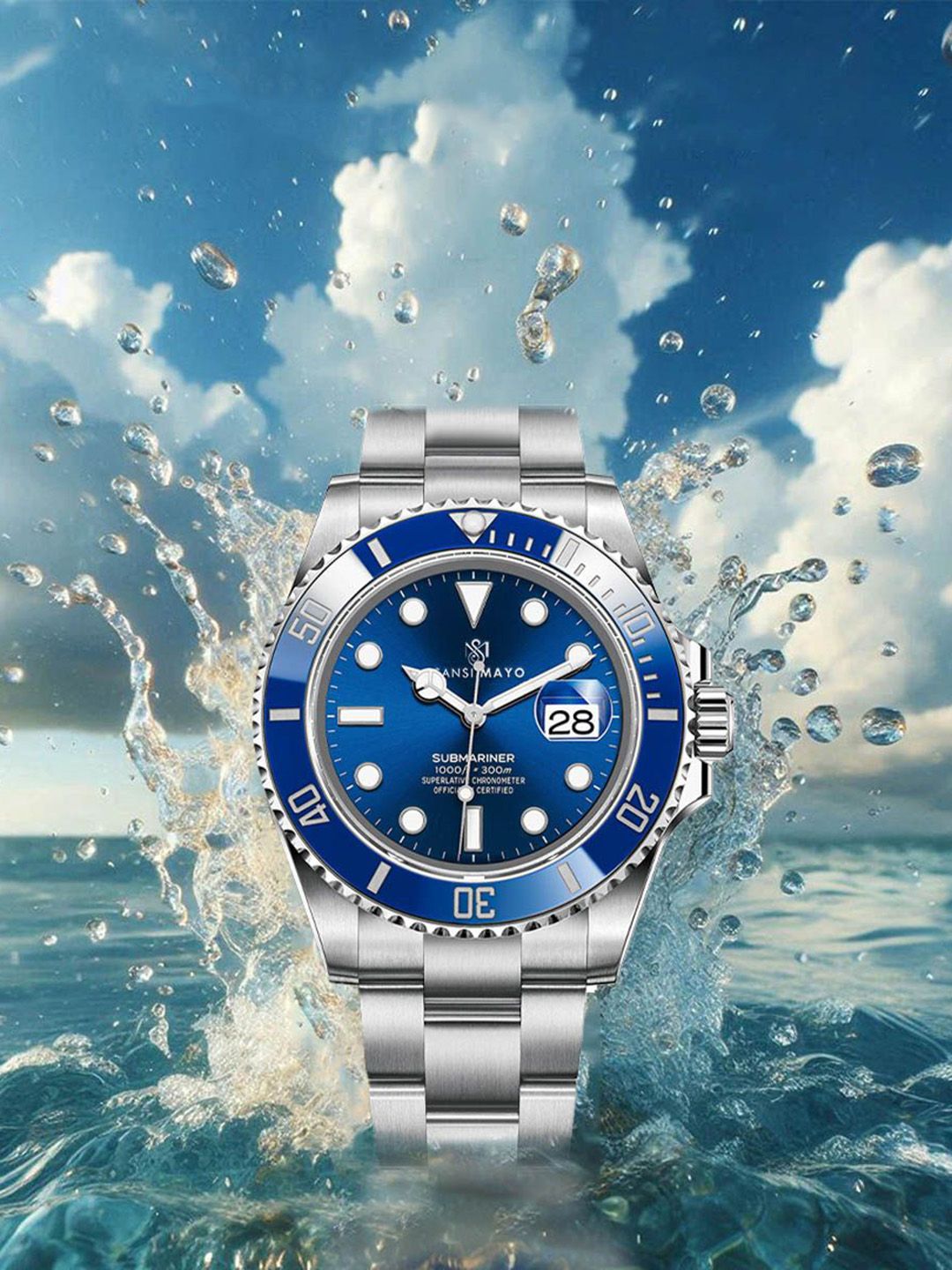 SANSIMAYO Men Zoro Stainless Steel Bracelet Style Straps Analogue Watch SM-M-94-S-S-BL-picture-17