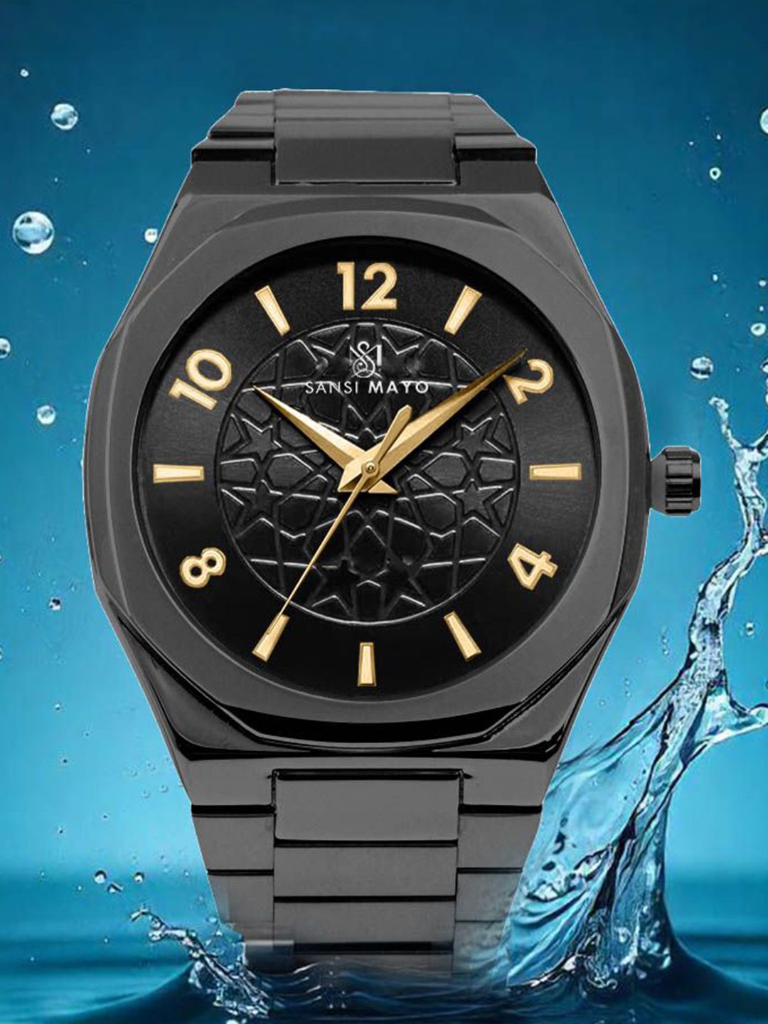 SANSIMAYO Unisex Dial & Stainless Steel Bracelet Style Straps Analogue Watch SM-M-31-B-B-B-G-picture-32