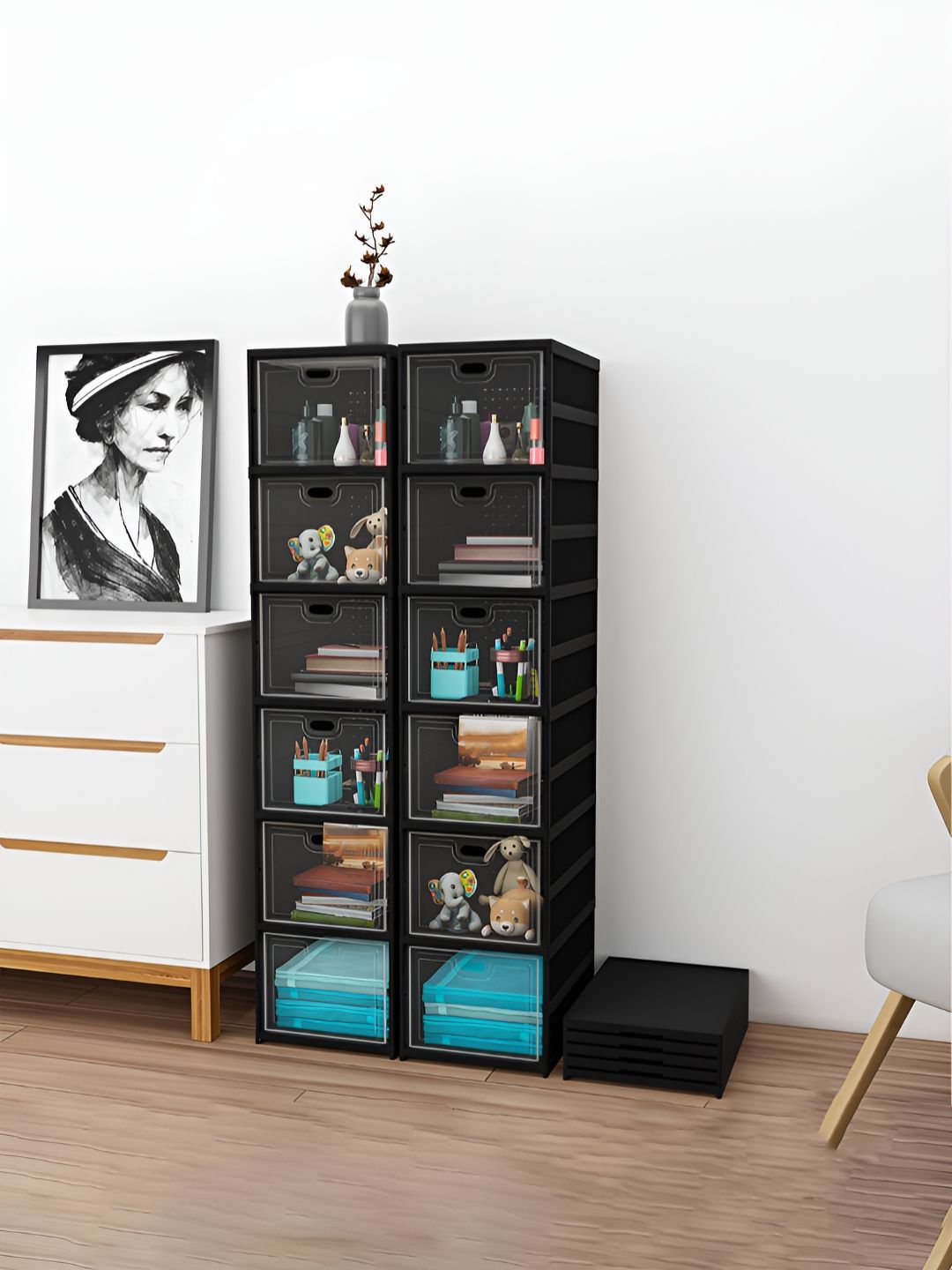 RUBOXA Black 2 Pieces 6-Tier Collapsible Wardrobe Drawer Organiser-picture-17