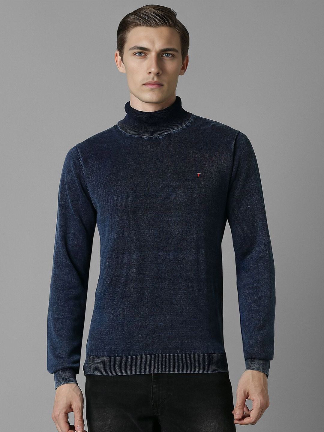 Louis Philippe Jeans Self Design Turtle Neck Cotton Pullover Sweater-image-21
