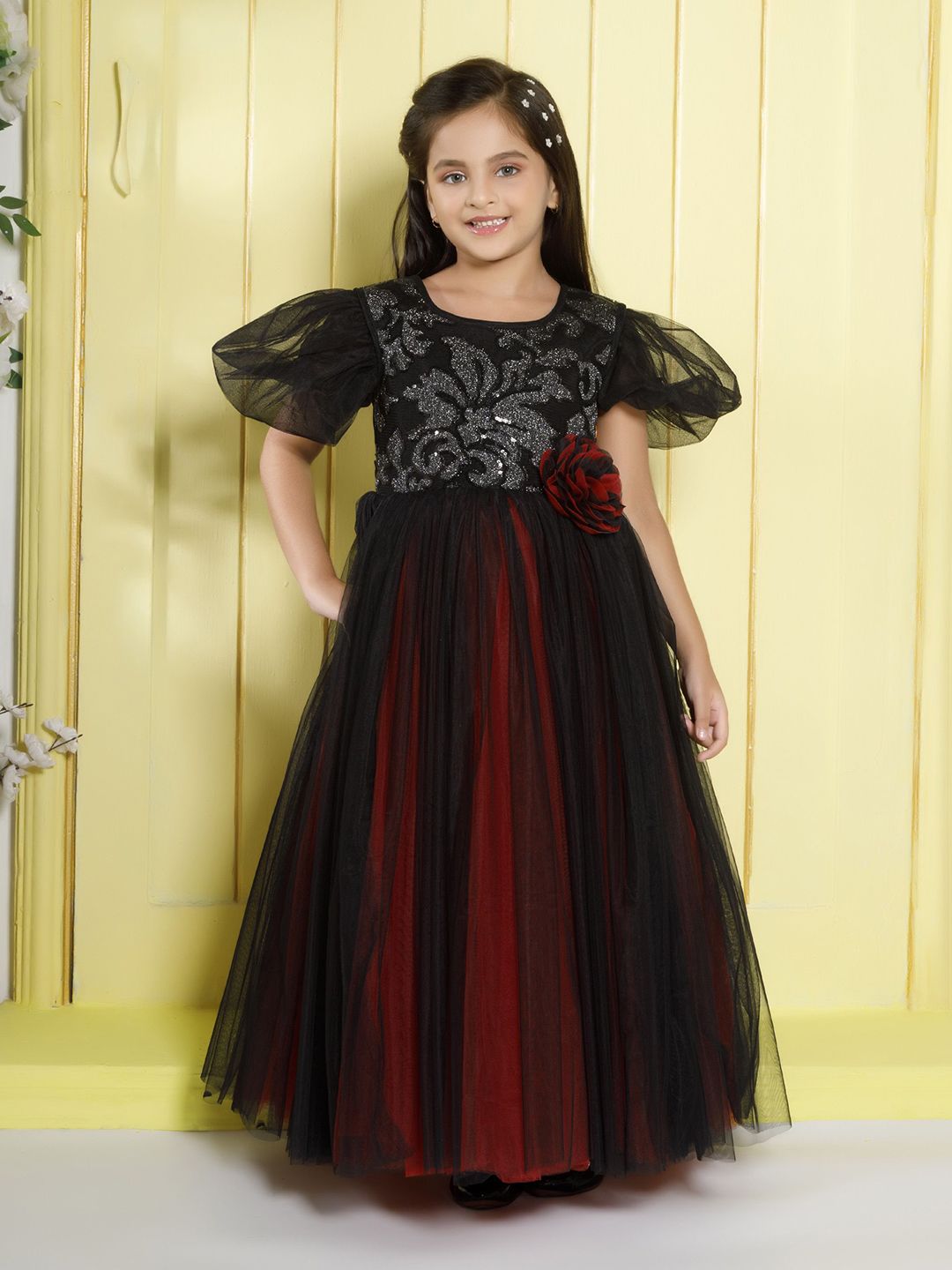 Ministitch Girls Embellished Net Gown Maxi Dress-picture-19