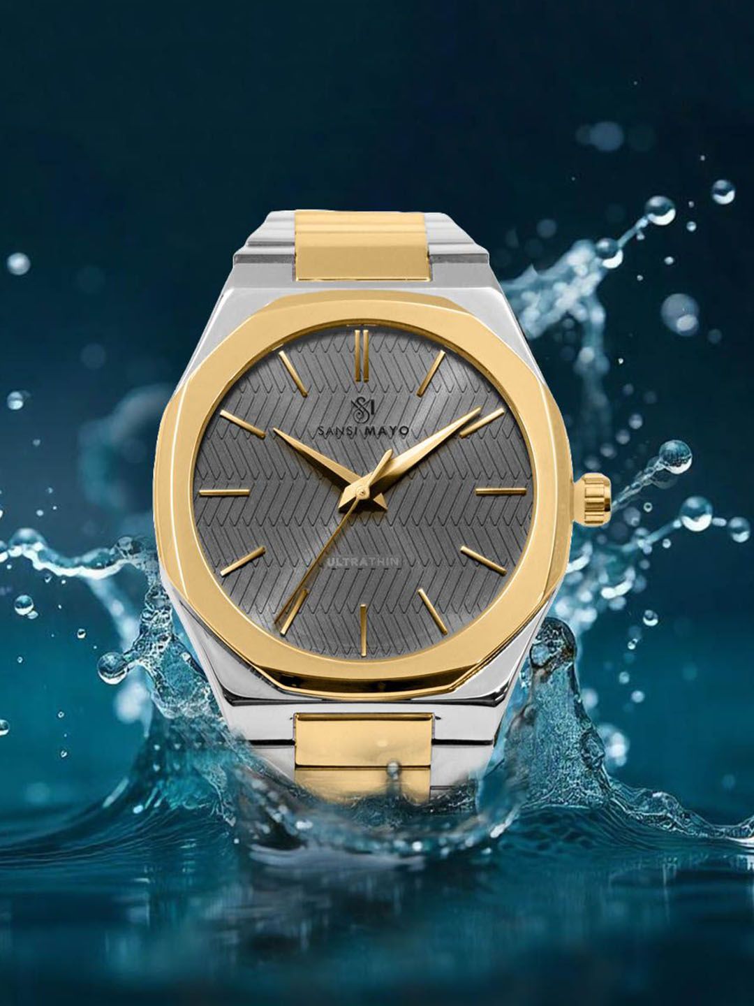 SANSIMAYO Unisex Dial & Stainless Steel Bracelet Style Straps Analogue Watch SM-M-162-TTSG-SG-GR-picture-26