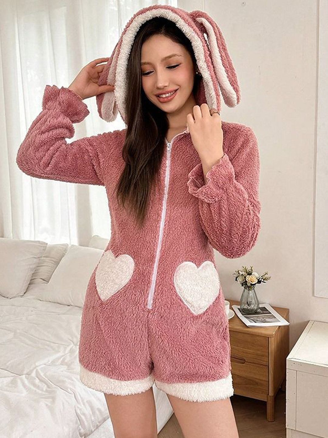 StyleCast Hooded Self Design Basic Playsuit-image-28