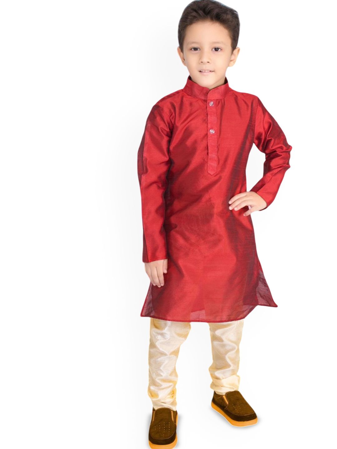 NEW GEN Boys Mandarin Collar Straight Kurta With Pyjamas-picture-24