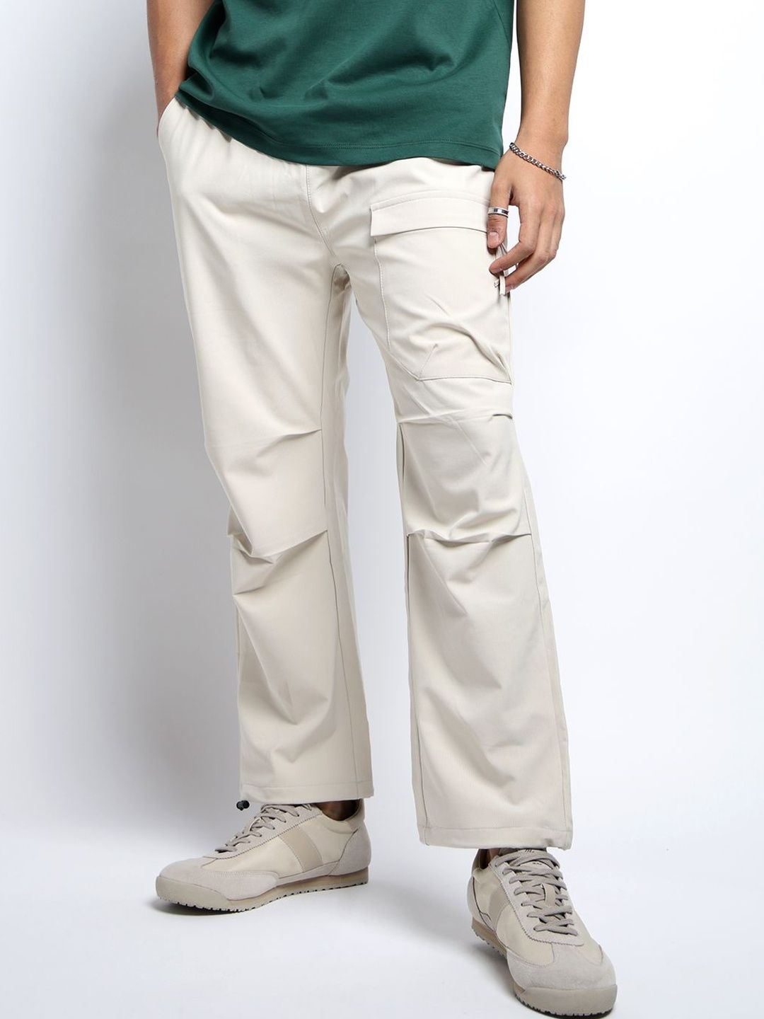 SHOWOFF Men Cream Relaxed Fit Cotton Cargos-picture-40