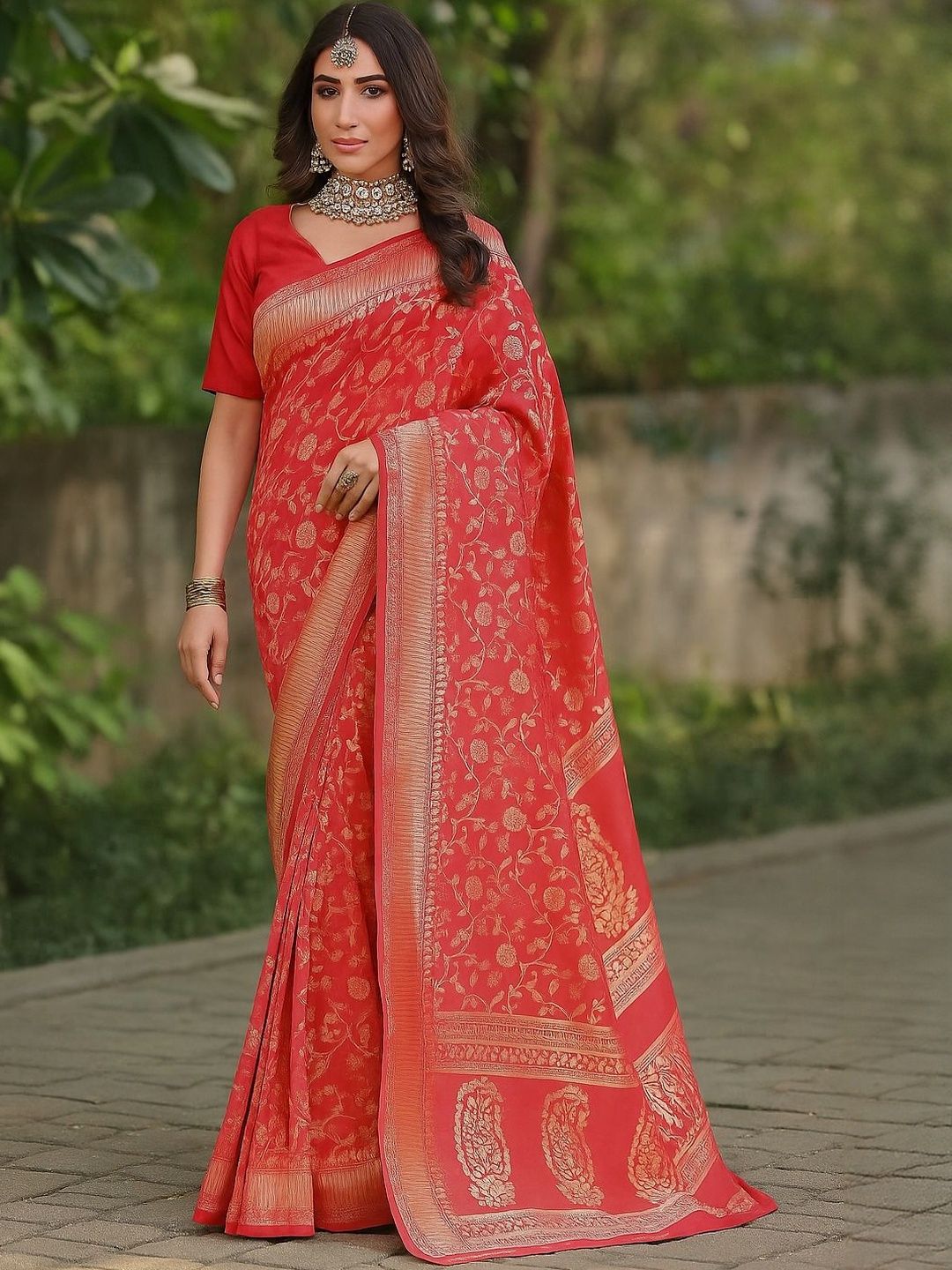 Moda Rapido Maroon Silk Cotton Woven Design Sarees-picture-41