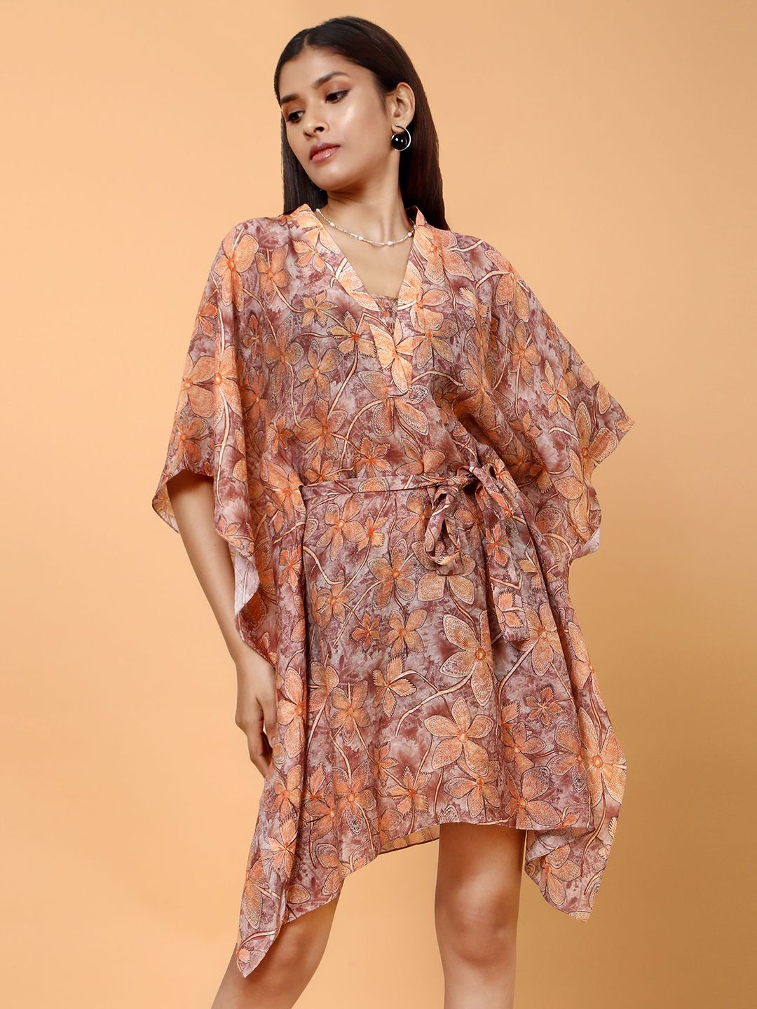 Tamiska By Narendra Kumar Floral Printed Batwing Sleeve Kaftan Top-picture-32