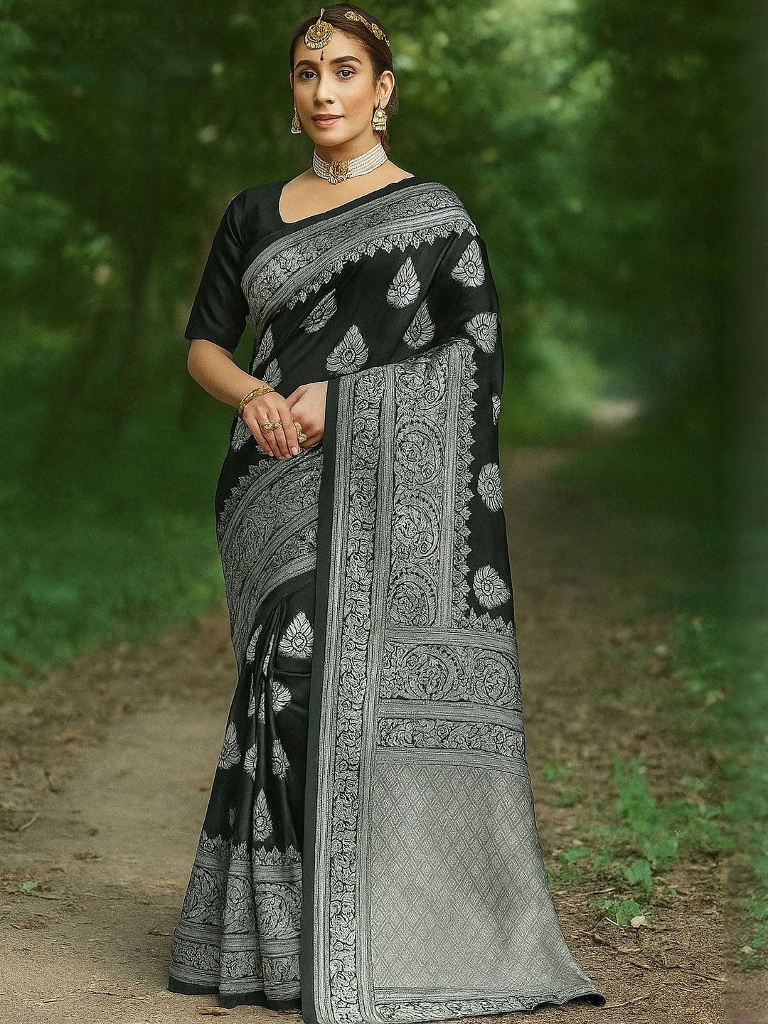 Moda Rapido Black Silk Cotton Woven Design Sarees-picture-21