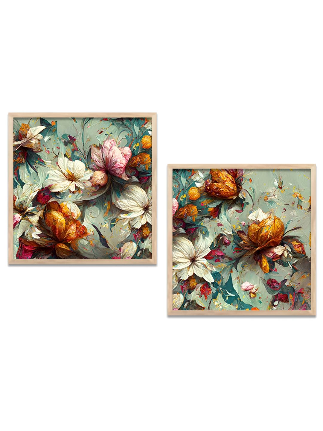 Kotart Brown & Green 2 Pieces Floral Printed Wooden Wall Arts-image-38