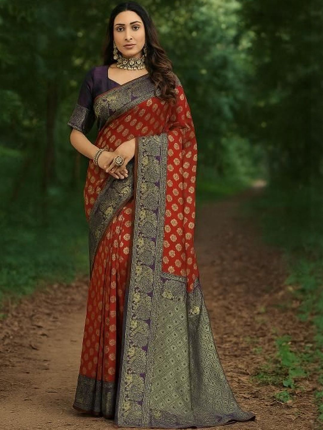 Moda Rapido Purple Silk Cotton Woven Design Sarees-picture-10