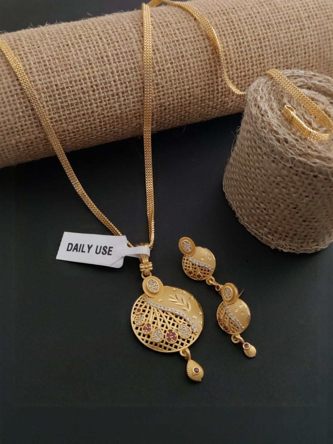 V.K.PAYAL.JEWELLERY Gold-Plated Artificial Stones Studded Pendant Set-picture-24