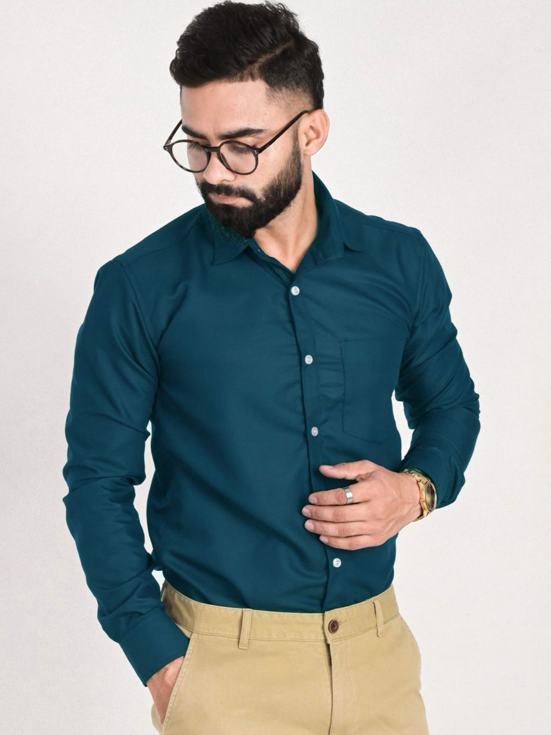 FUBAR Men Slim Fit Solid Spread Collar Cotton Formal Shirt-picture-18