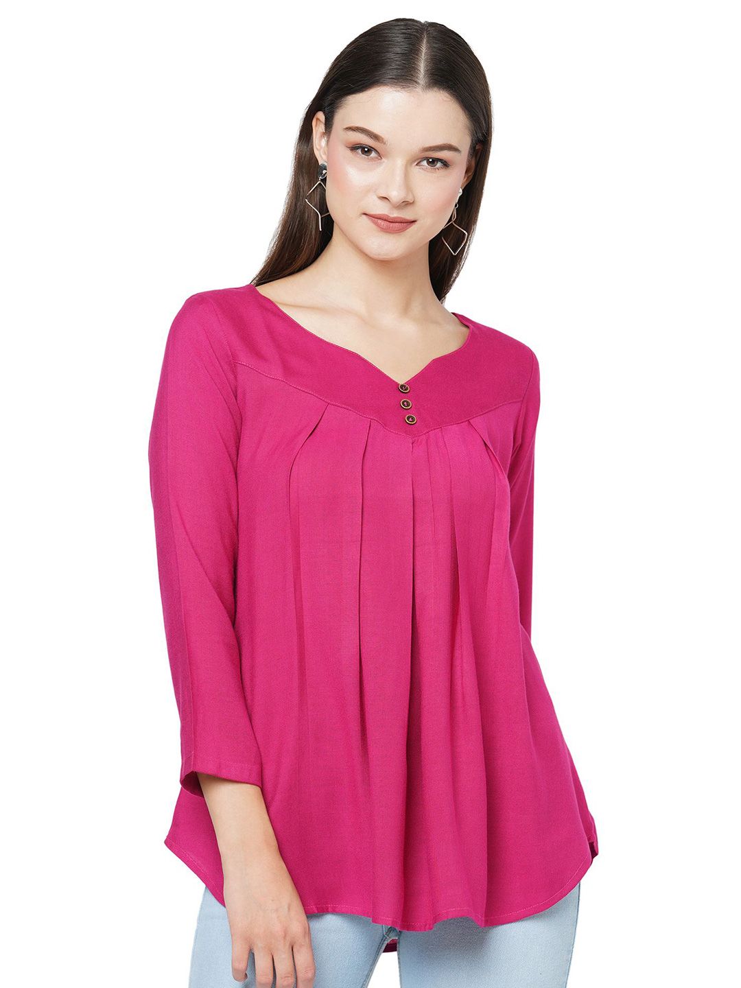 G0-4 IT Women Sweetheart Neck Pleated Top-picture-34