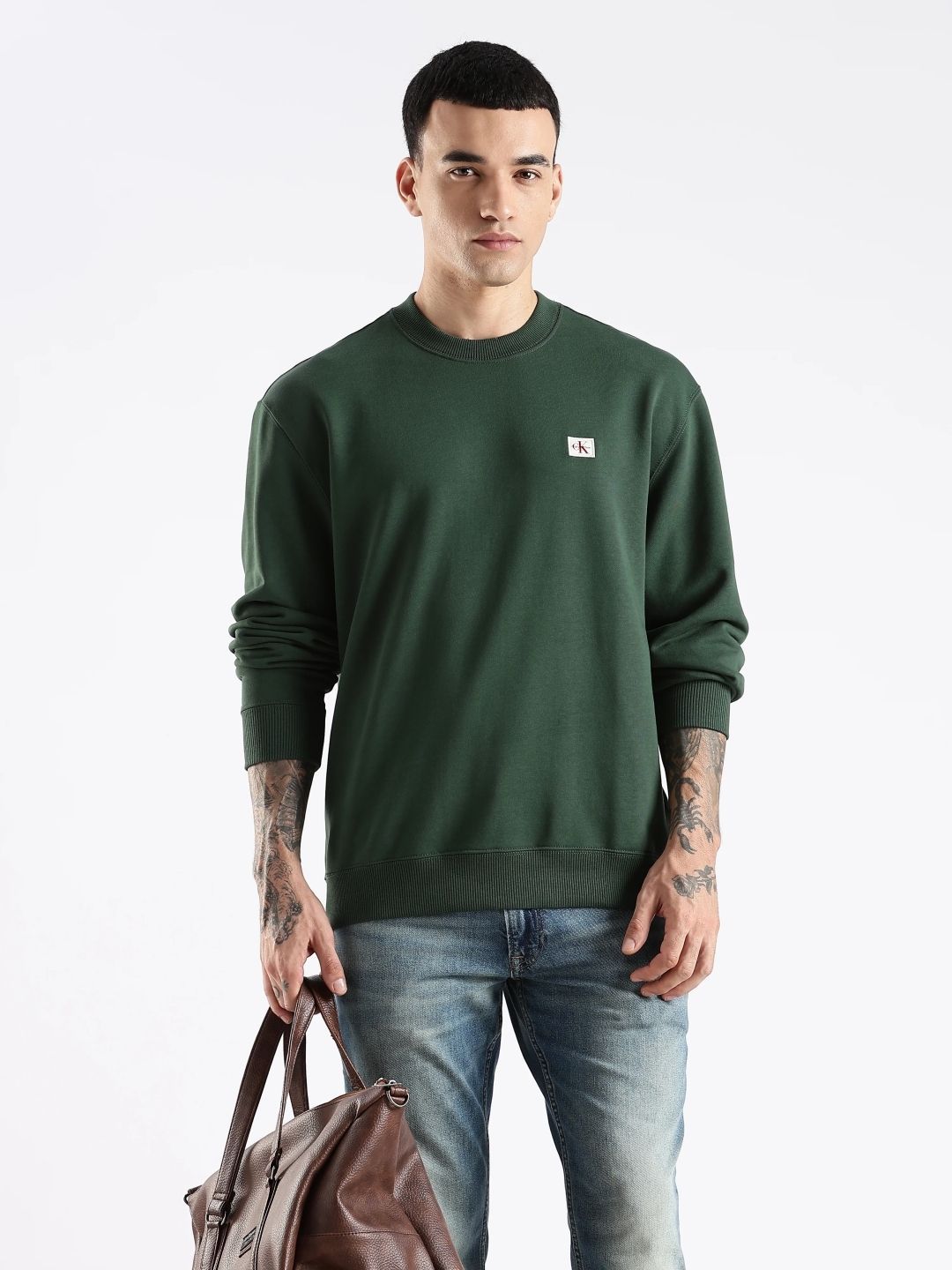 Calvin Klein Jeans Men Round Neck Regular Fit Cotton Sweatshirt-picture-42